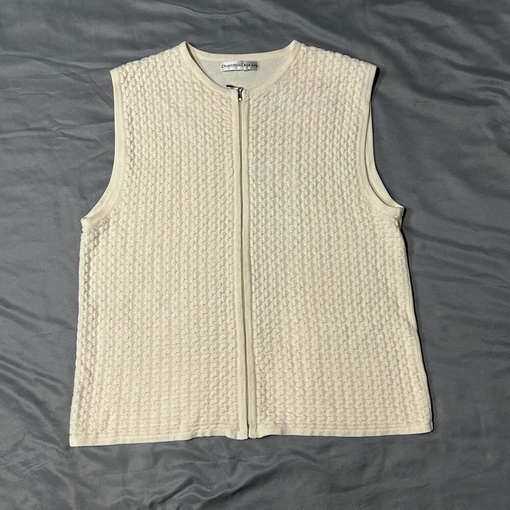 Draper's & Damon's Full Zip Quilted Vest Off White Cream